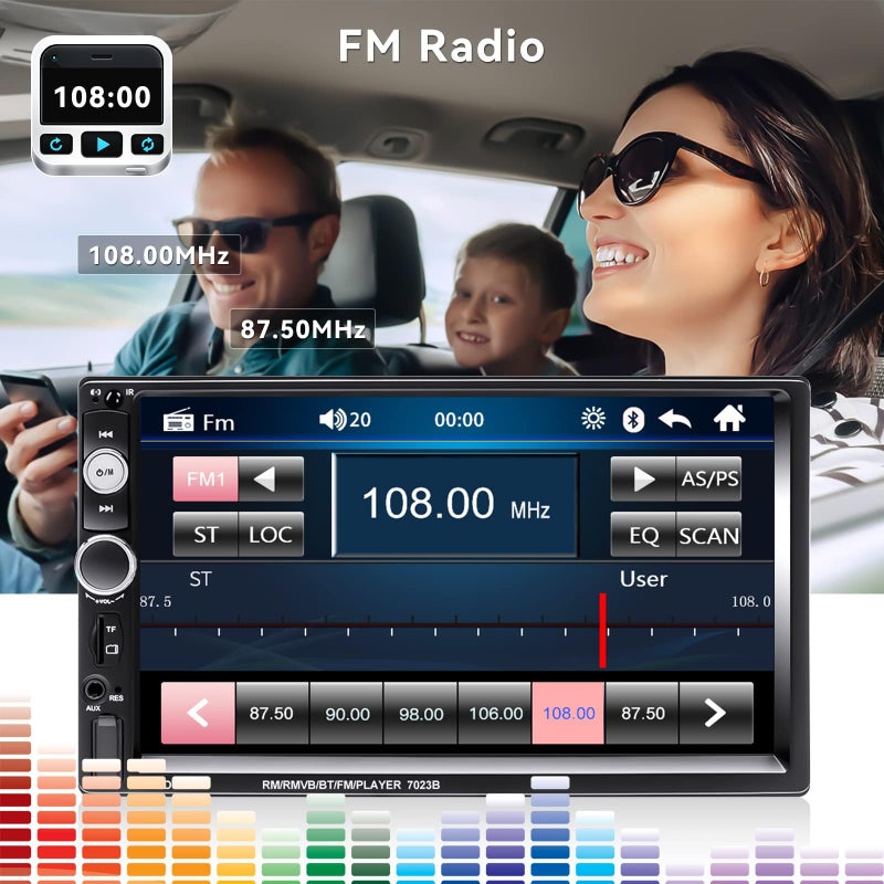 CAMECHO 7" Double Din Car Stereo Audio Bluetooth MP5 Player USB FM Multimedia Radio+ 4 LED Mini Backup Camera with Steering Wheel Remote Support Mobile Phone Synchronization (Used in Android/iOS) - Image 4
